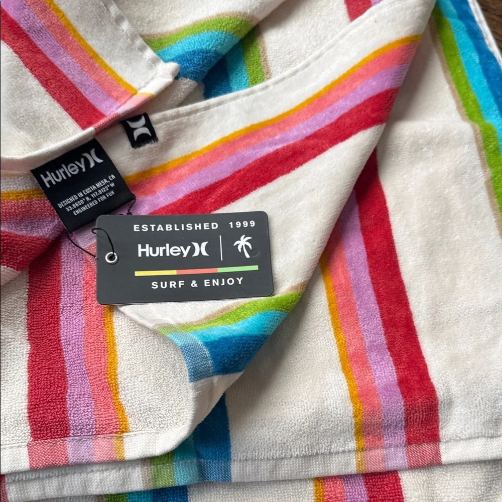 NWT Hurley Multicolor Striped Towel size is 36 x 70